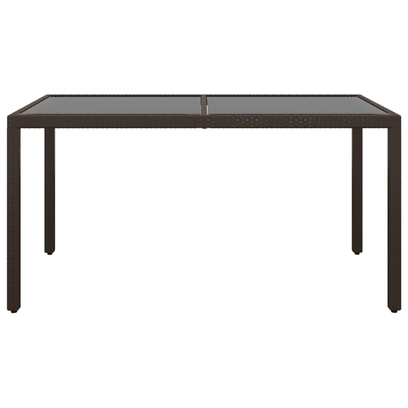 vidaXL 5 Piece Garden Dining Set Poly Rattan and Tempered Glass Brown