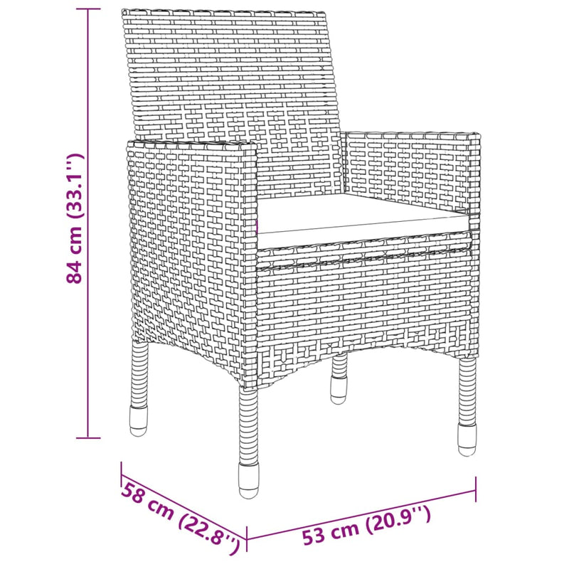 vidaXL 5 Piece Garden Dining Set Poly Rattan and Tempered Glass Brown