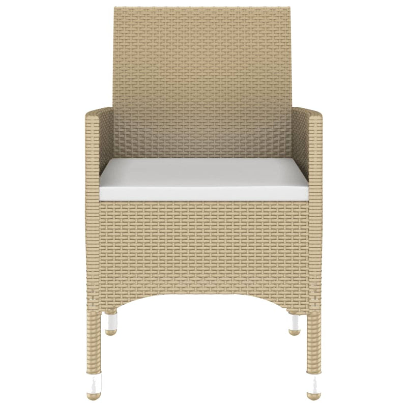 vidaXL 7 Piece Garden Dining Set Poly Rattan and Tempered Glass Beige