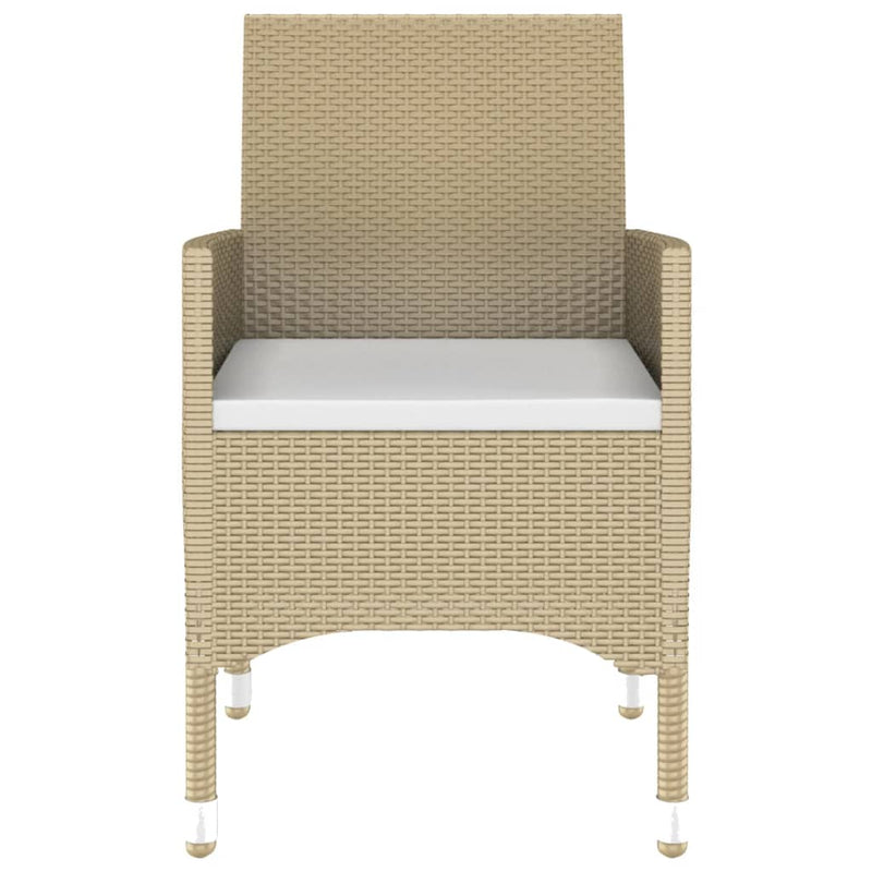 vidaXL 7 Piece Garden Dining Set Poly Rattan and Tempered Glass Beige