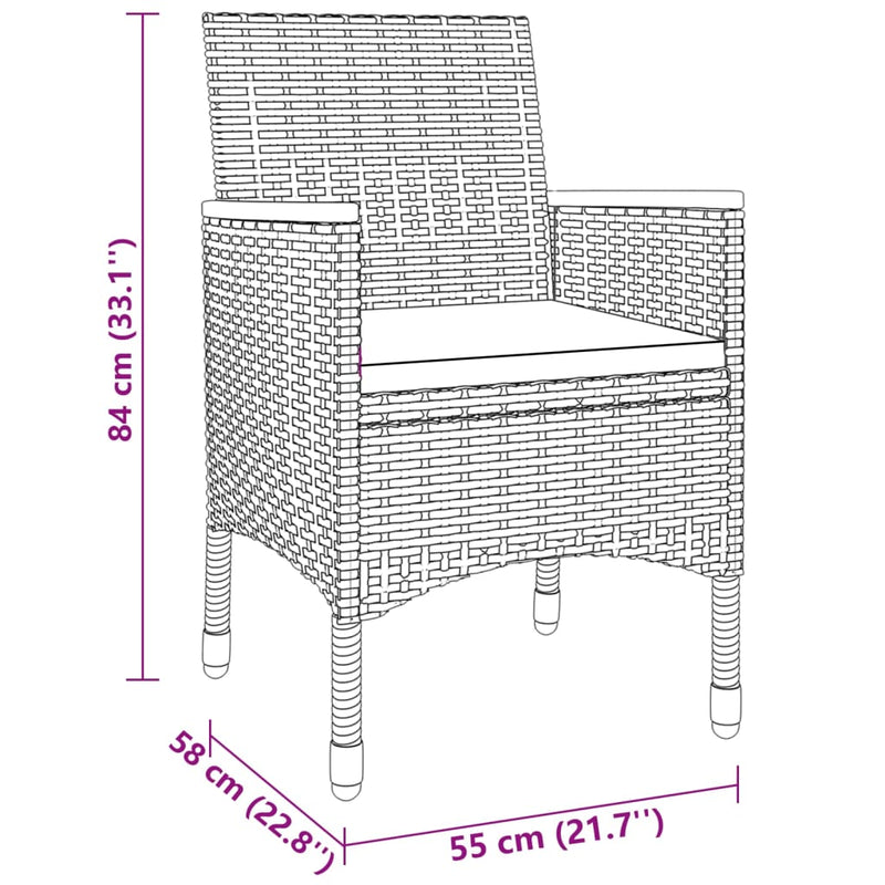 vidaXL 9 Piece Garden Dining Set Poly Rattan Black