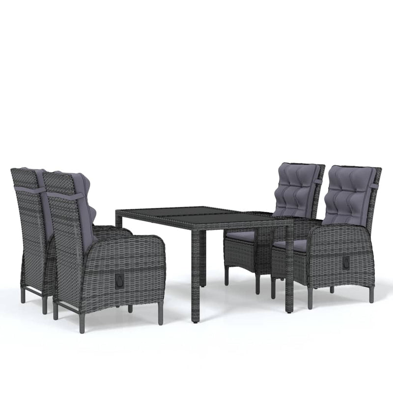 vidaXL 5 Piece Garden Dining Set Poly Rattan Grey