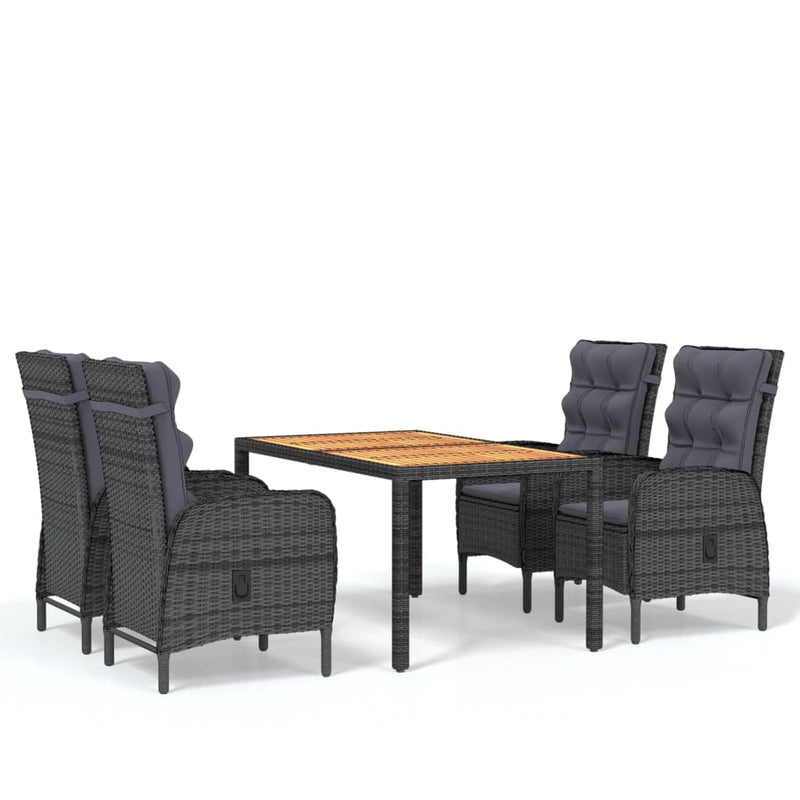 vidaXL 5 Piece Garden Dining Set Poly Rattan Grey