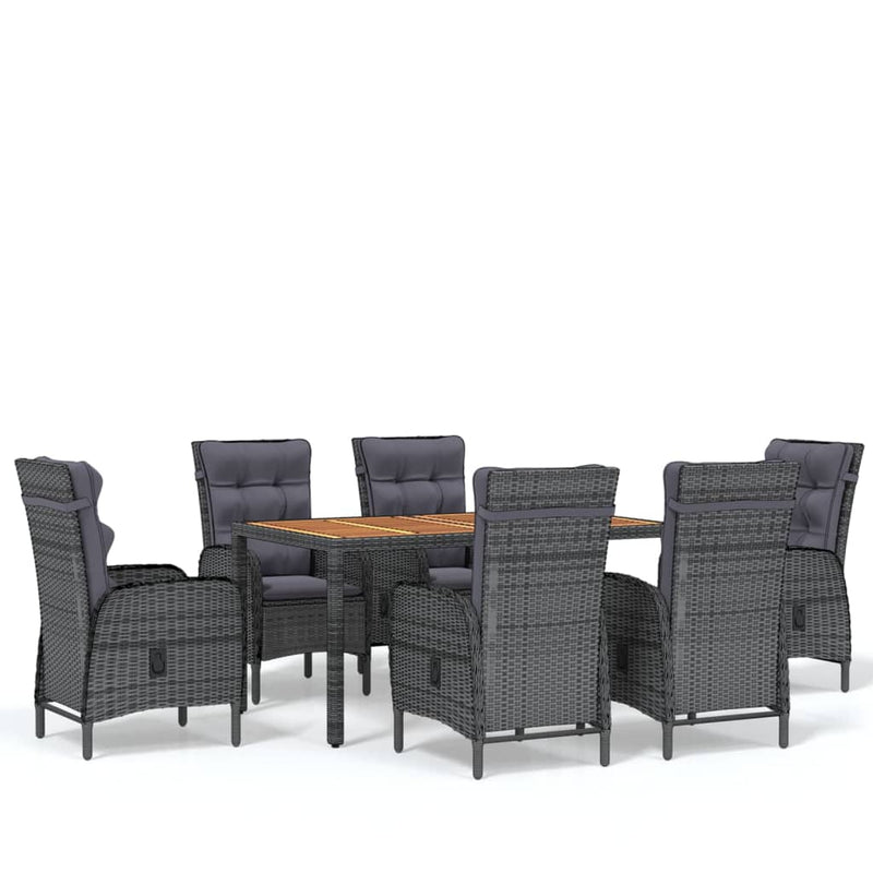 vidaXL 7 Piece Garden Dining Set Poly Rattan Grey
