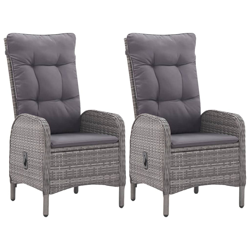 vidaXL 3 Piece Garden Dining Set Poly Rattan and Glass Grey