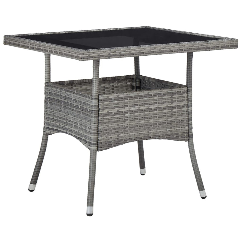 vidaXL 3 Piece Garden Dining Set Poly Rattan and Glass Grey