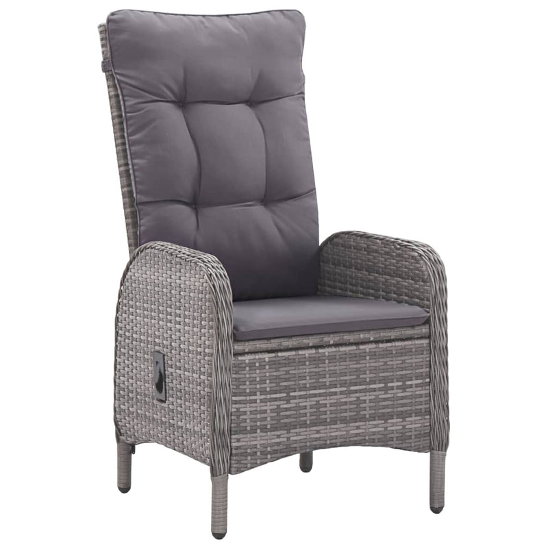 vidaXL 3 Piece Garden Dining Set Poly Rattan and Acacia Wood Grey