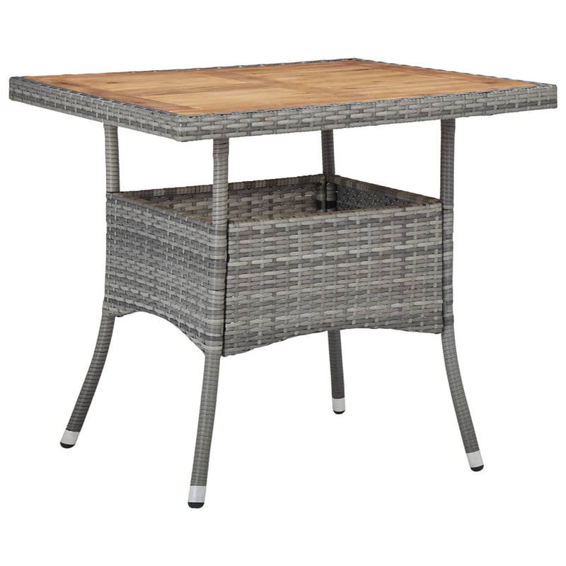 vidaXL 3 Piece Garden Dining Set Poly Rattan and Acacia Wood Grey