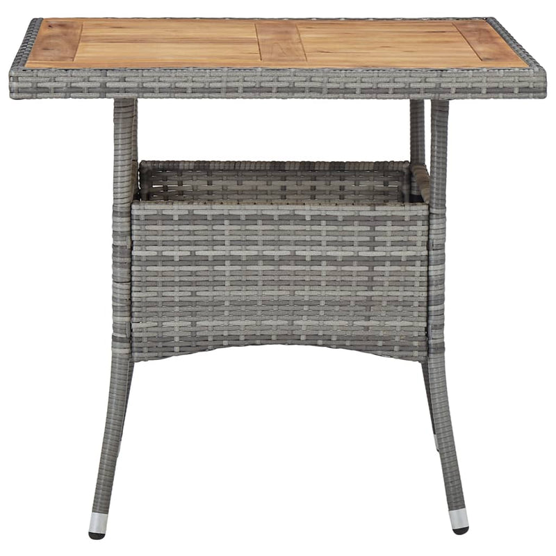 vidaXL 3 Piece Garden Dining Set Poly Rattan and Acacia Wood Grey