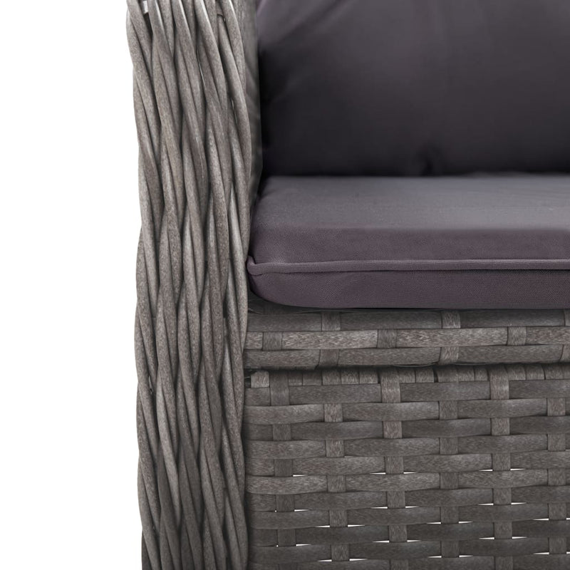 vidaXL 5 Piece Garden Dining Set Poly Rattan and Glass Grey