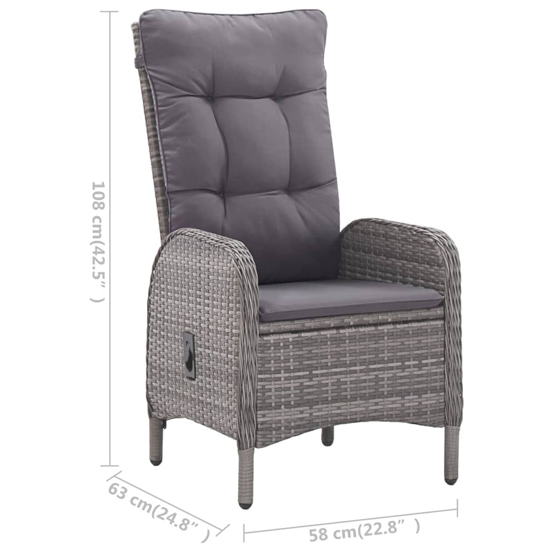 9 Piece Garden Dining Set Poly Rattan and Glass Grey
