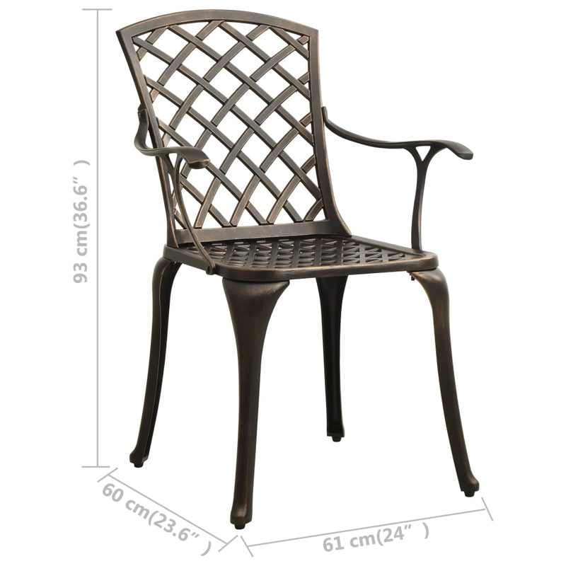 vidaXL 3 Piece Bistro Set Cast Aluminium Bronze