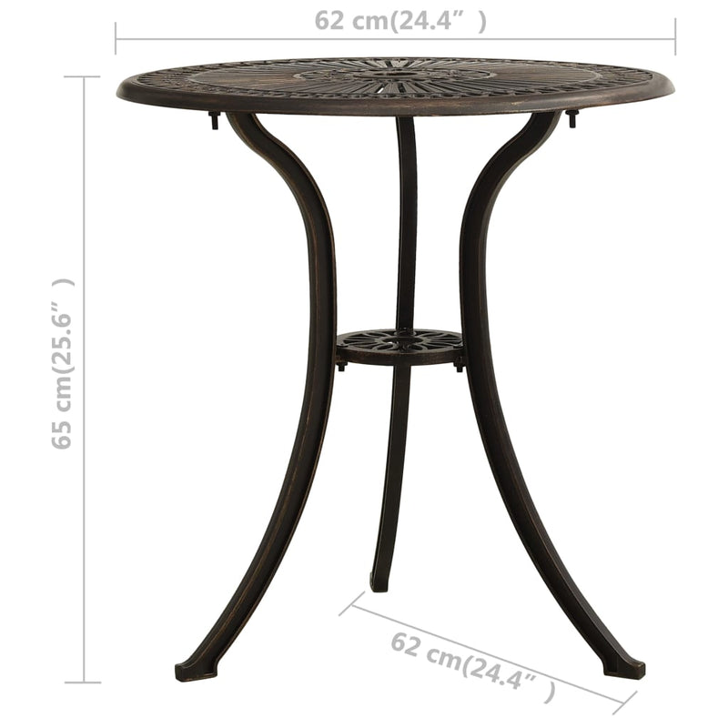 vidaXL 3 Piece Bistro Set Cast Aluminium Bronze