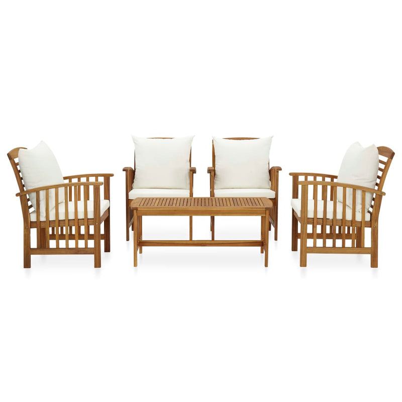 vidaXL 5 Piece Garden Lounge Set with Cushions Solid Acacia Wood (310255+2x310257)