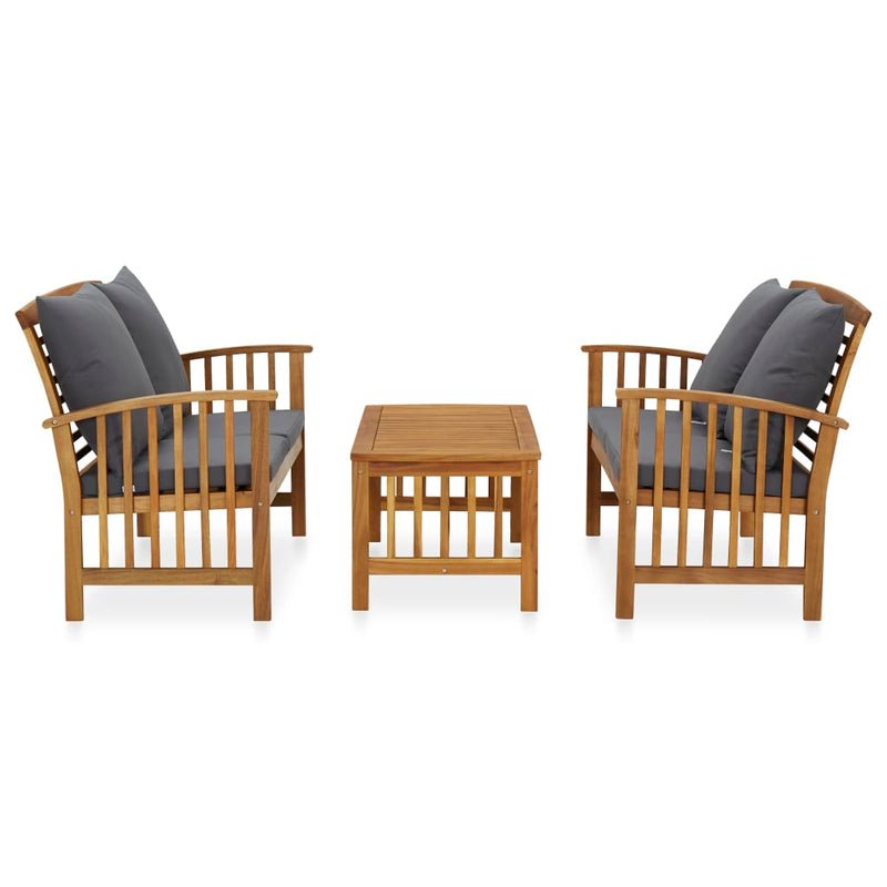 vidaXL 3 Piece Garden Lounge Set with Cushions Solid Acacia Wood (310261+310264)