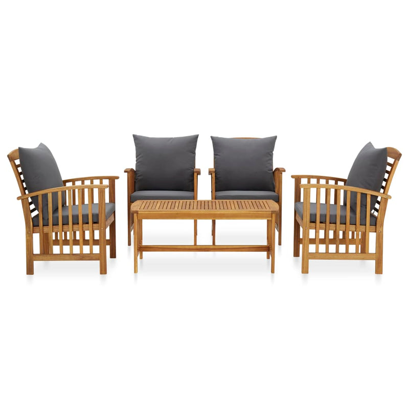 vidaXL 5 Piece Garden Lounge Set with Cushions Solid Acacia Wood (310255+2x310258)