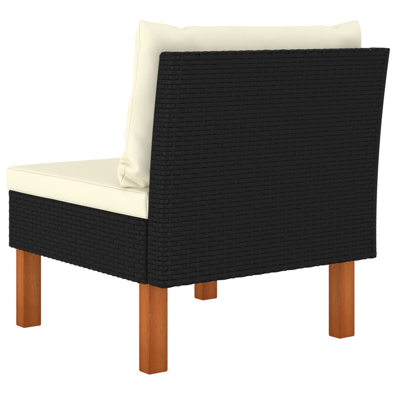 vidaXL Middle Sofa Poly Rattan and Solid Eucalyptus Wood