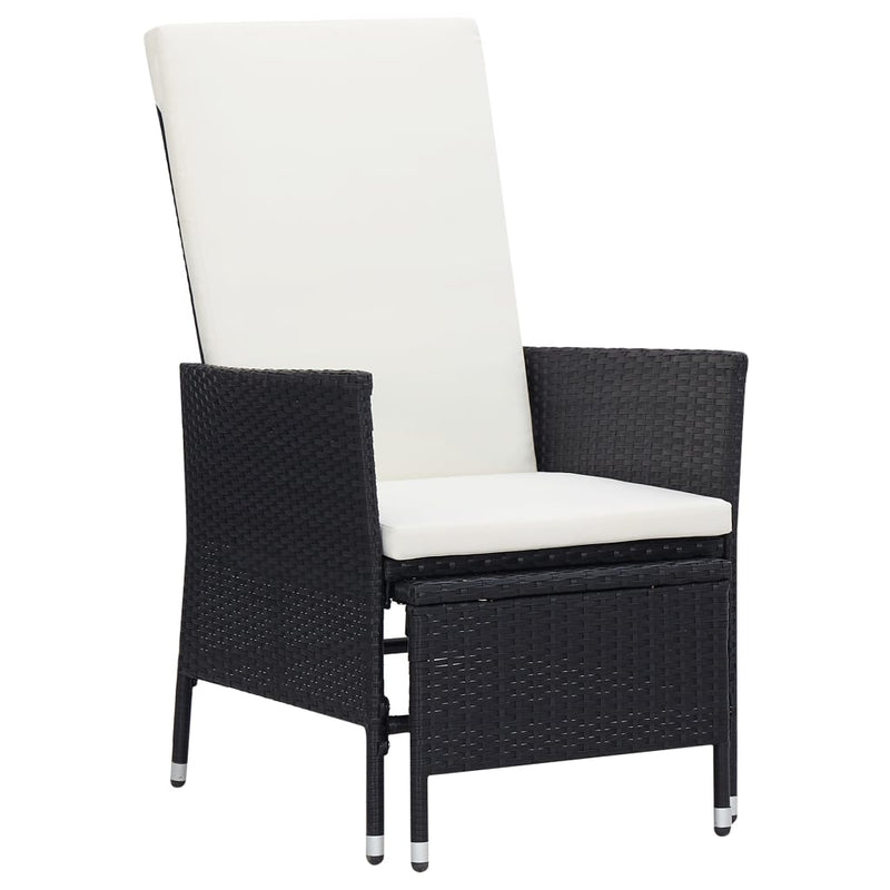 vidaXL 3 Piece Garden Lounge Set with Cushions Poly Rattan Black
