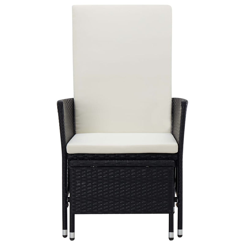vidaXL 3 Piece Garden Lounge Set with Cushions Poly Rattan Black