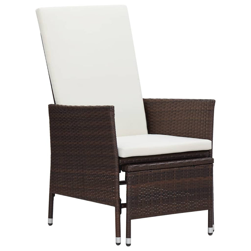 vidaXL 3 Piece Garden Lounge Set with Cushions Poly Rattan Brown