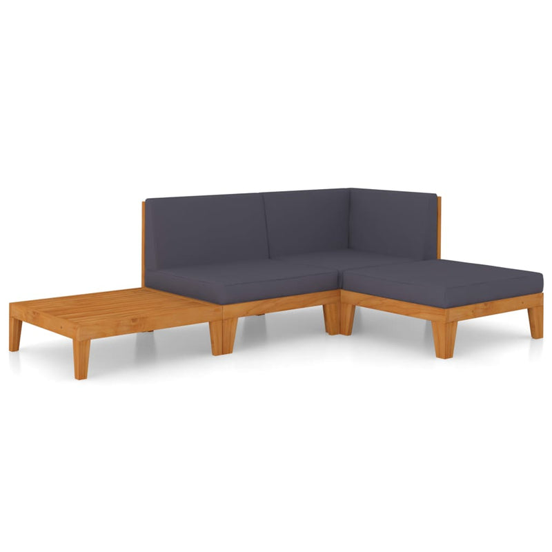 vidaXL 4 Piece Garden Lounge Set with Cushions Solid Acacia Wood