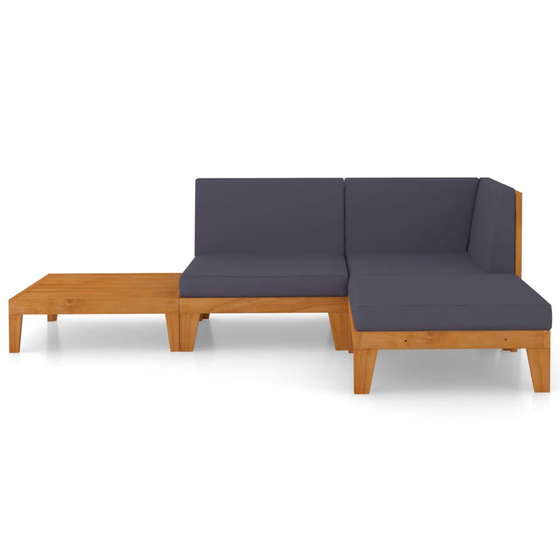 vidaXL 4 Piece Garden Lounge Set with Cushions Solid Acacia Wood