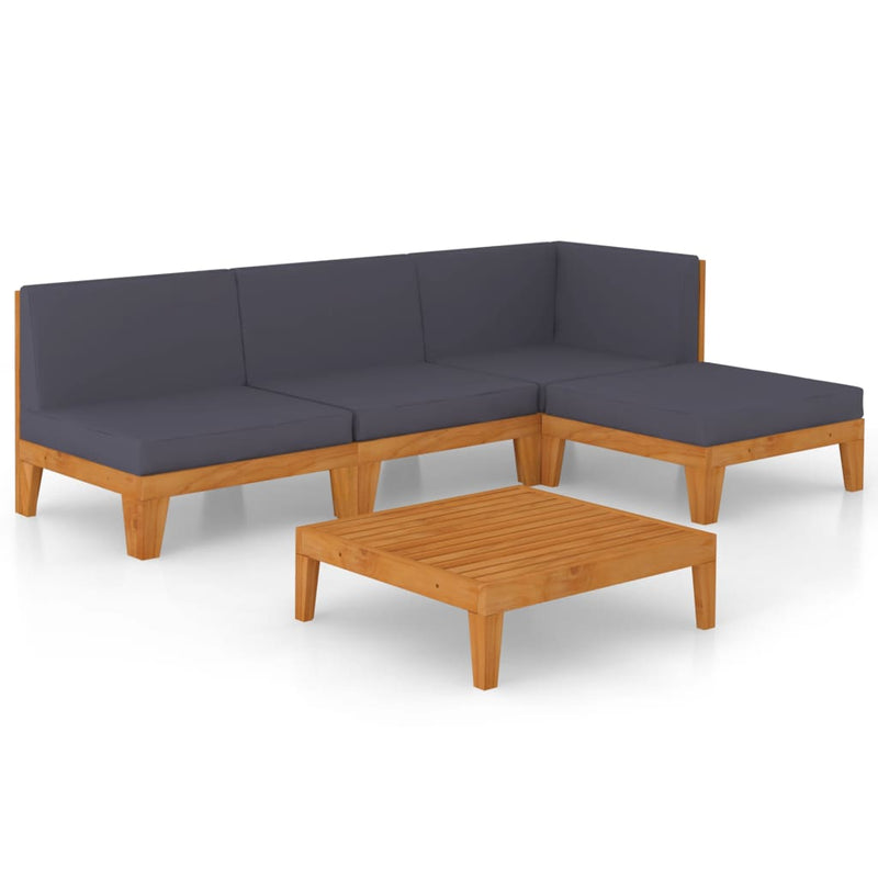vidaXL 5 Piece Garden Lounge Set with Cushions Solid Acacia Wood