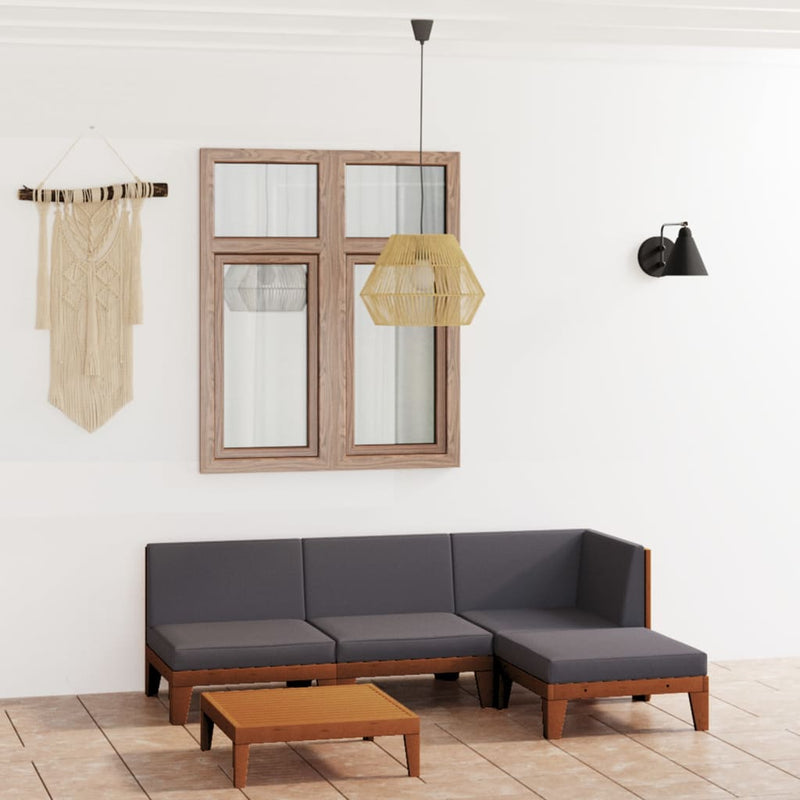 vidaXL 5 Piece Garden Lounge Set with Cushions Solid Acacia Wood