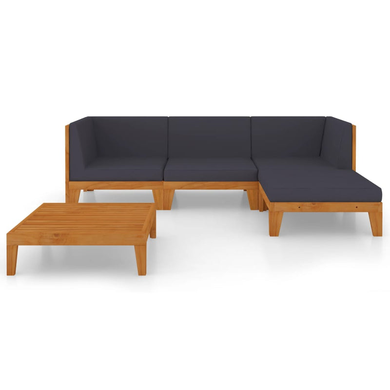 vidaXL 5 Piece Garden Lounge Set with Cushions Solid Acacia Wood