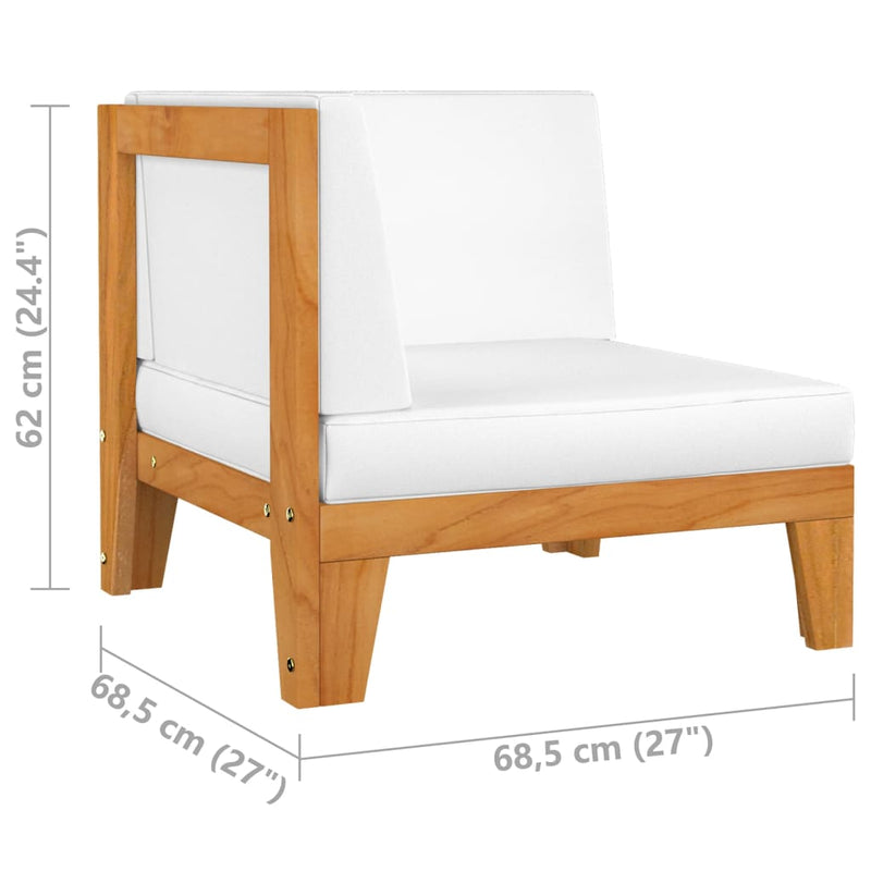 vidaXL 2-Seater Sofa with Cream White Cushions Solid Acacia Wood