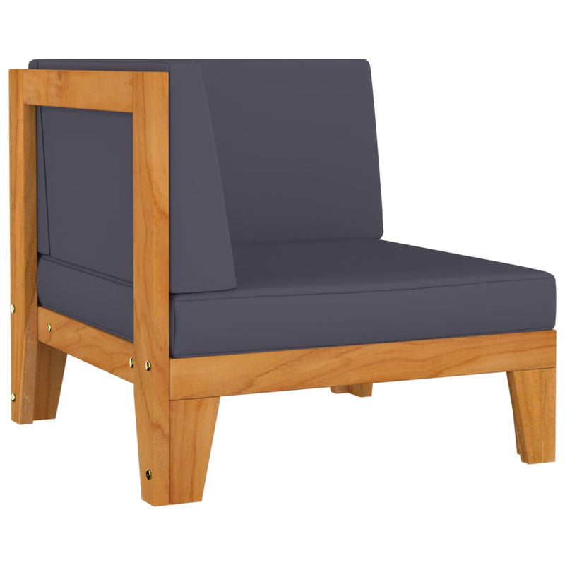 vidaXL 2-Seater Sofa with Dark Grey Cushions Solid Acacia Wood