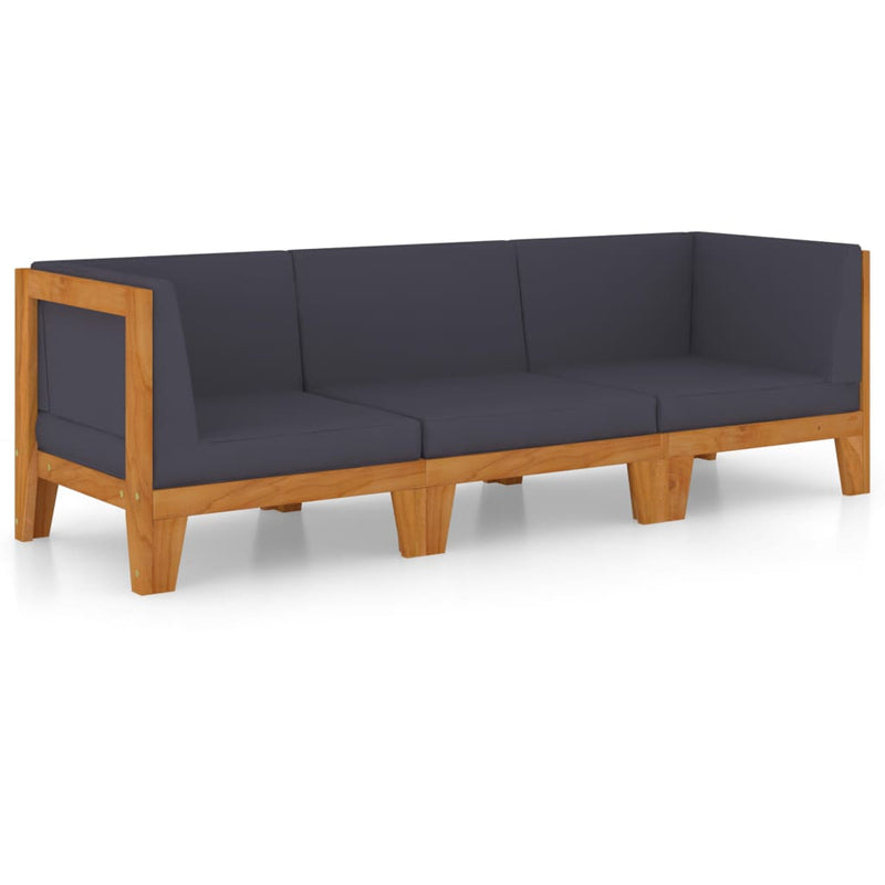 vidaXL 3 Piece Garden Lounge Set with Cushions Solid Acacia Wood