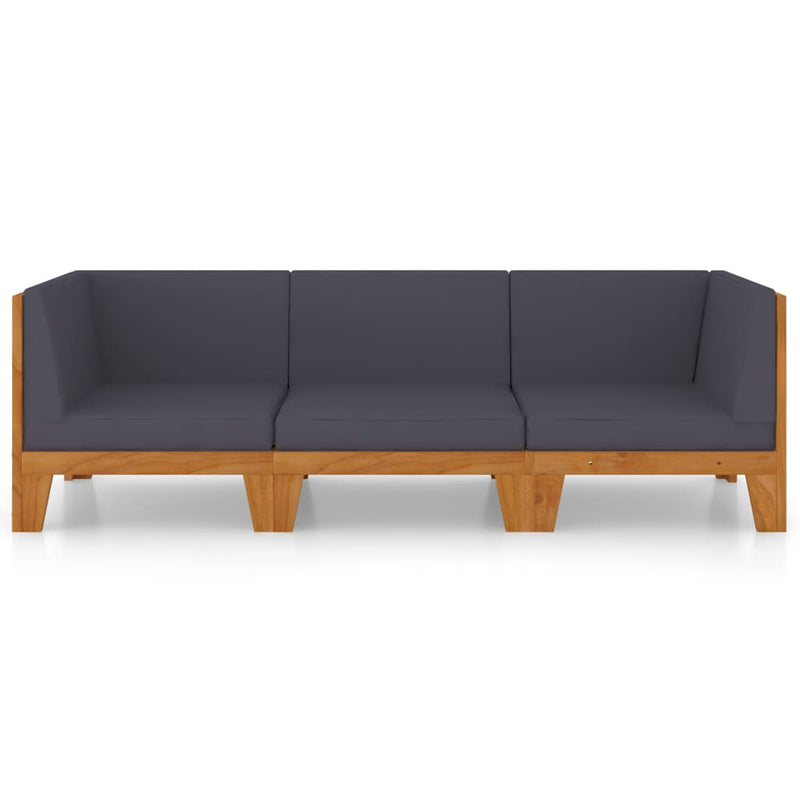 vidaXL 3 Piece Garden Lounge Set with Cushions Solid Acacia Wood