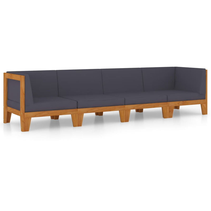 vidaXL 4 Piece Garden Lounge Set with Cushions Solid Acacia Wood