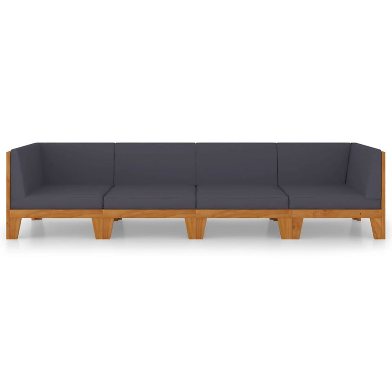 vidaXL 4 Piece Garden Lounge Set with Cushions Solid Acacia Wood