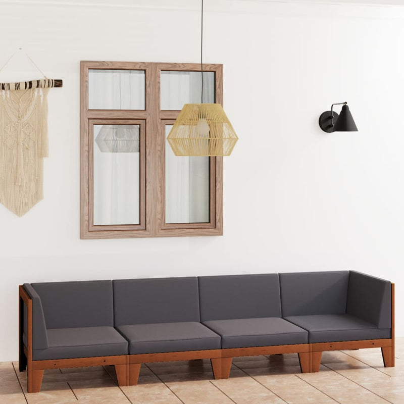 vidaXL 4 Piece Garden Lounge Set with Cushions Solid Acacia Wood
