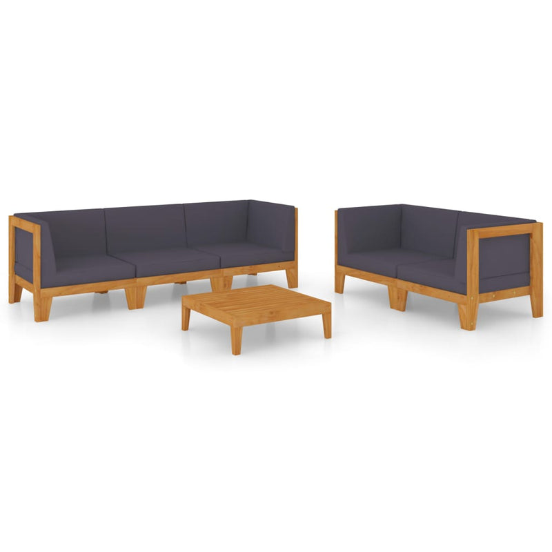 vidaXL 6 Piece Garden Lounge Set with Cushions Solid Acacia Wood
