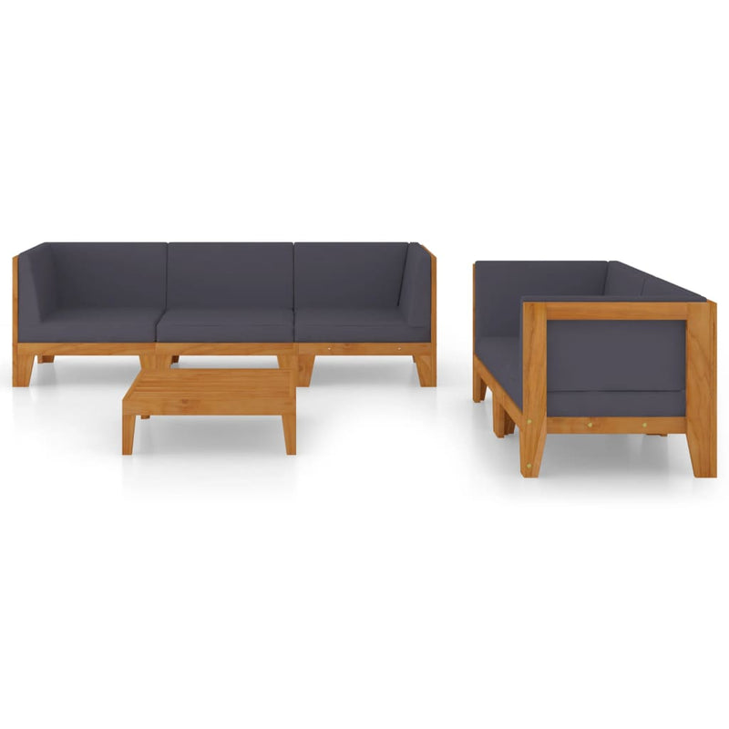 vidaXL 6 Piece Garden Lounge Set with Cushions Solid Acacia Wood