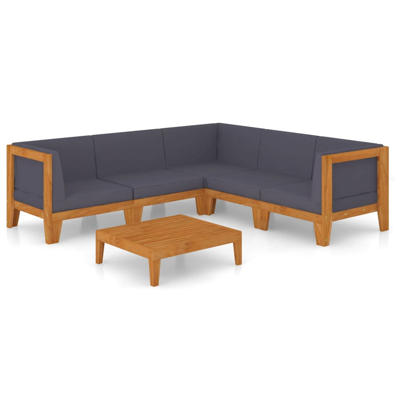 vidaXL 6 Piece Garden Lounge Set with Cushions Solid Acacia Wood