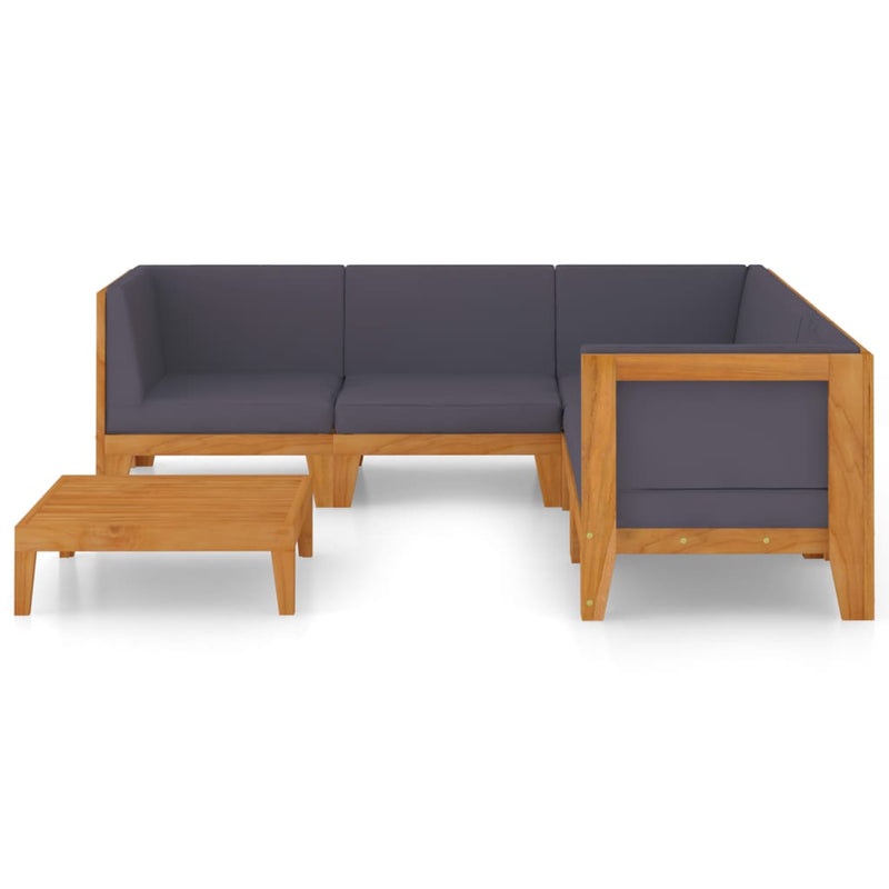 vidaXL 6 Piece Garden Lounge Set with Cushions Solid Acacia Wood
