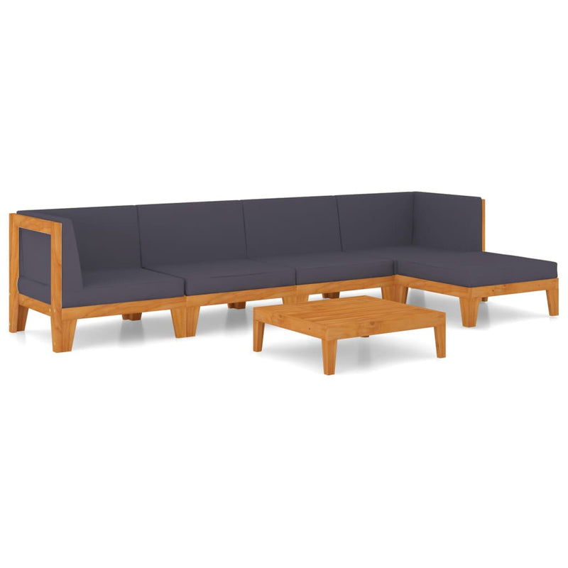vidaXL 6 Piece Garden Lounge Set with Cushions Solid Acacia Wood