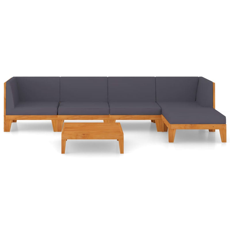 vidaXL 6 Piece Garden Lounge Set with Cushions Solid Acacia Wood