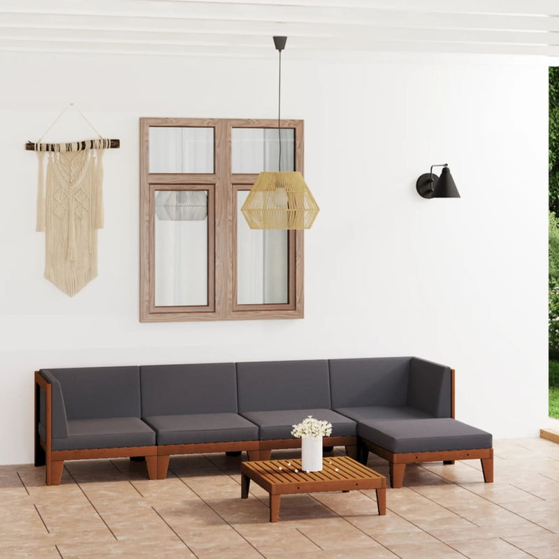 vidaXL 6 Piece Garden Lounge Set with Cushions Solid Acacia Wood