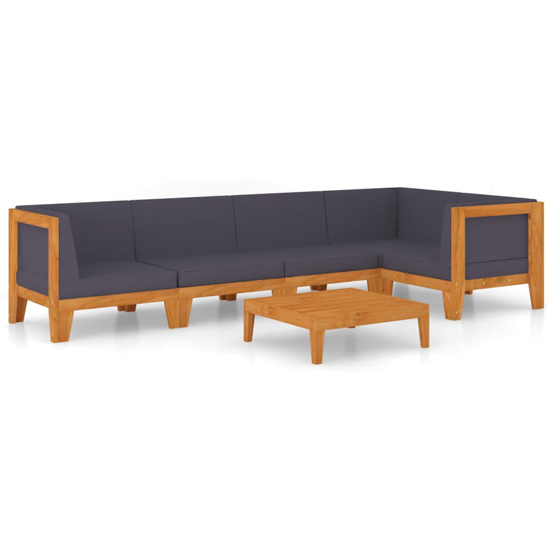 vidaXL 6 Piece Garden Lounge Set with Cushions Solid Acacia Wood