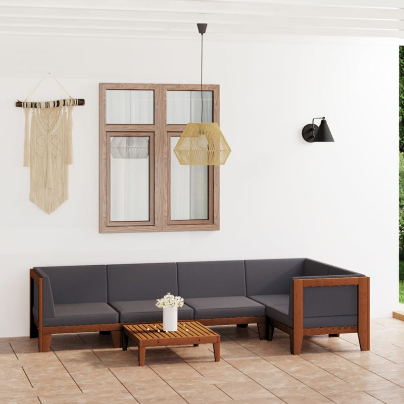 vidaXL 6 Piece Garden Lounge Set with Cushions Solid Acacia Wood