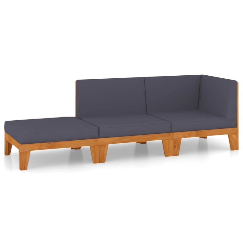 vidaXL 3 Piece Garden Lounge Set with Cushions Solid Acacia Wood
