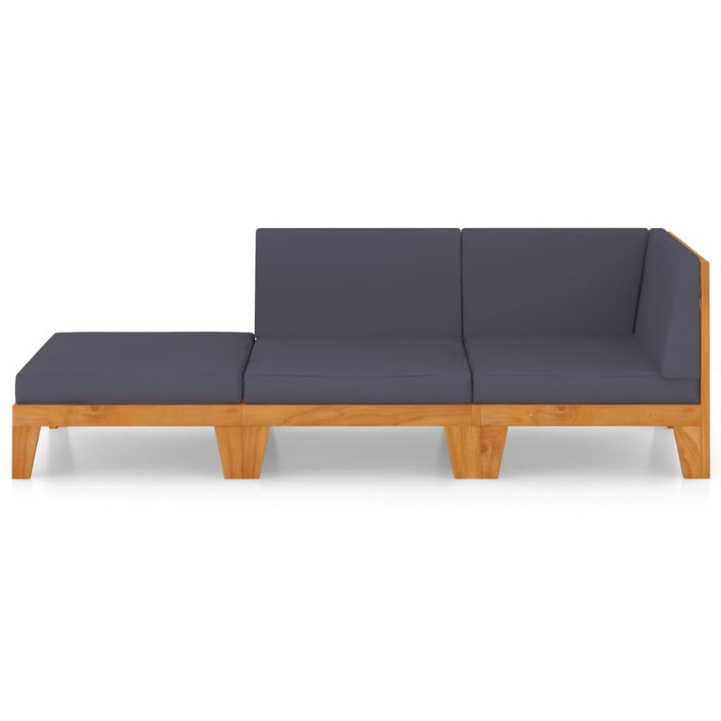 vidaXL 3 Piece Garden Lounge Set with Cushions Solid Acacia Wood