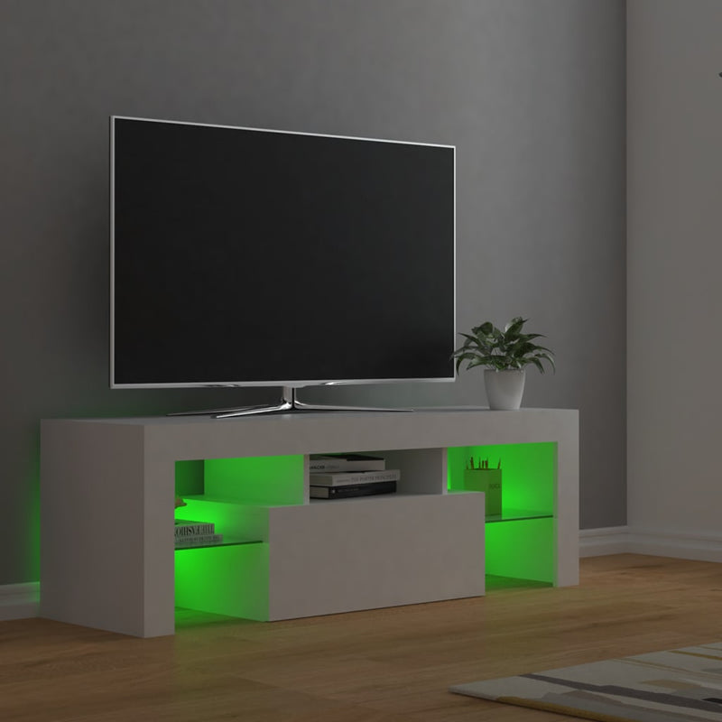 vidaXL TV Cabinet with LED Lights White 120x35x40 cm