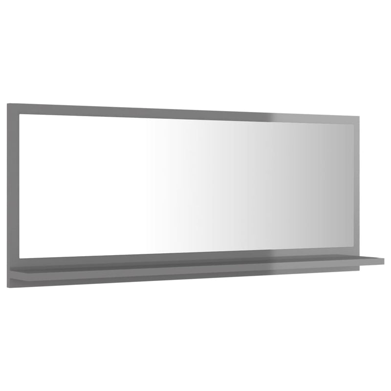 vidaXL Bathroom Mirror High Gloss Grey 90x10.5x37 cm Engineered Wood