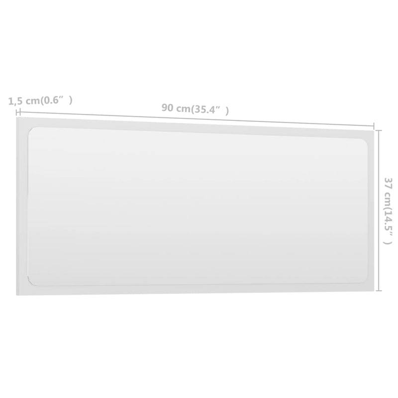 vidaXL Bathroom Mirror White 90x1.5x37 cm Engineered Wood